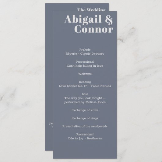 ソフトグミニマルレーモダンブルーラベンダータイポグラフィ プログラム (正面/裏面)