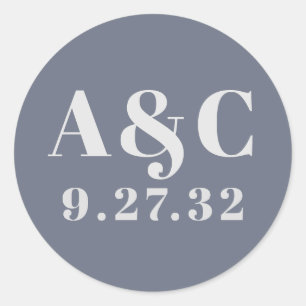 ソフトグミニマルレーモダンブルーラベンダータイポグラフィ ラウンドシール