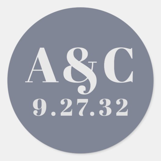 ソフトグミニマルレーモダンブルーラベンダータイポグラフィ ラウンドシール (正面)