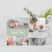 ソフトグモダンリーンカスタムフォトコラージュベビー誕生 サンキューカード (スタンド正面)