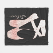 ソフトグラデパーソナライズされたーションのピンクのバレエ靴 フリースブランケット (正面(横))