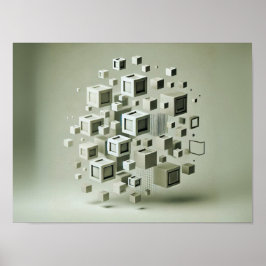 ソフトグラデーション波 – ミニマル抽象芸術ウォールアート ポスター