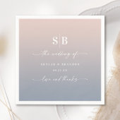 ソフトグラデーション赤面ピンクダスティブルー結婚ズモノグラム スタンダードカクテルナプキン