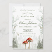 ソフトグリーンきのこのテーマベビーシャワー招待状 招待状 (正面)