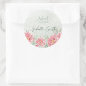 ソフトグリーンとピンクのフローラSweet sixteenパーティー ラウンドシール (バッグ)