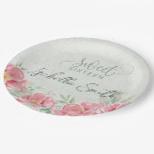 ソフトグリーンとピンクのフローラSweet sixteen ペーパープレート (アングル)