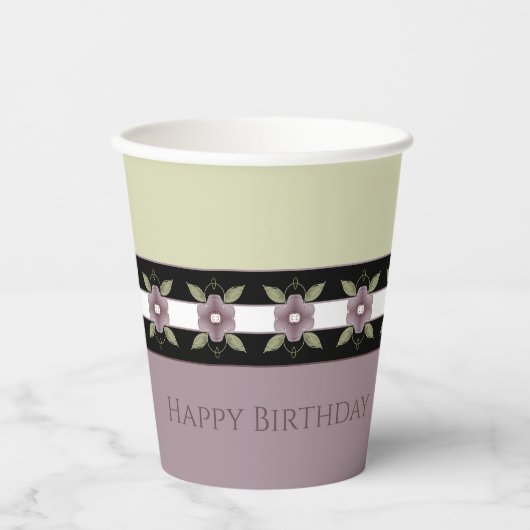 ソフトグリーンとプラムパープル 紙コップ (正面)