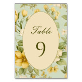 ソフトグリーンとベージュ結婚フローラのテーブル番号 テーブルナンバー (正面)