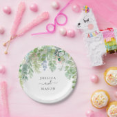 ソフトグリーンのウェディングシャワーペーパープレート ペーパープレート (パーティー)