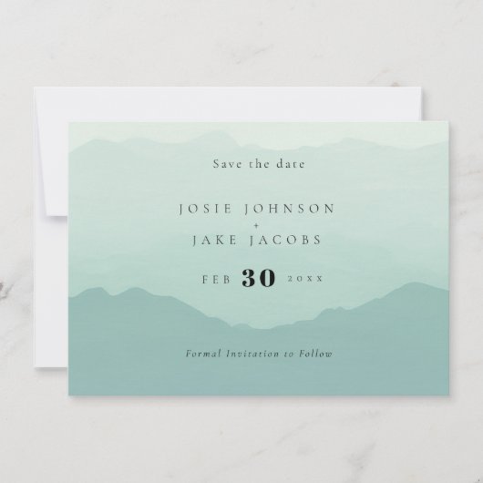 ソフトグリーンの山々は日付を保存 セーブザデート (正面)