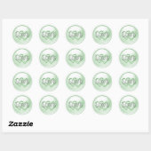 ソフトグリーンの絡まるハートのウェディング ラウンドシール (シート)