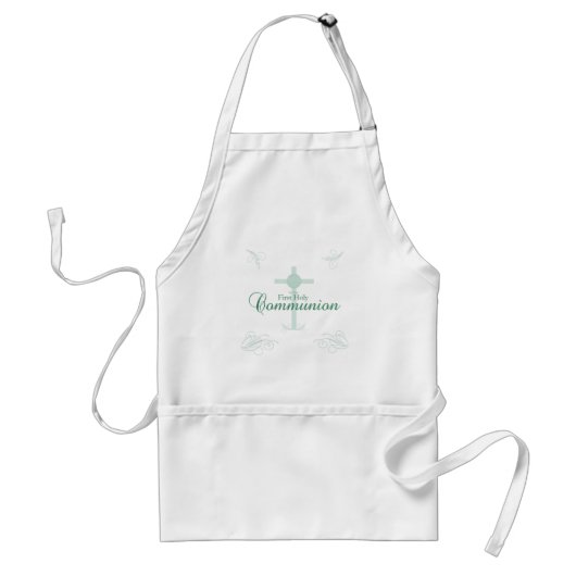 ソフトグリーンの聖書の文字 初の聖体拝領 スタンダードエプロン (正面)