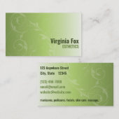 ソフトグリーンエレガントサロンまたはスパ名刺 名刺 (正面/裏面)