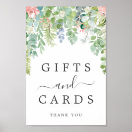 ソフトグリーンギフトとカードのサイン ポスター