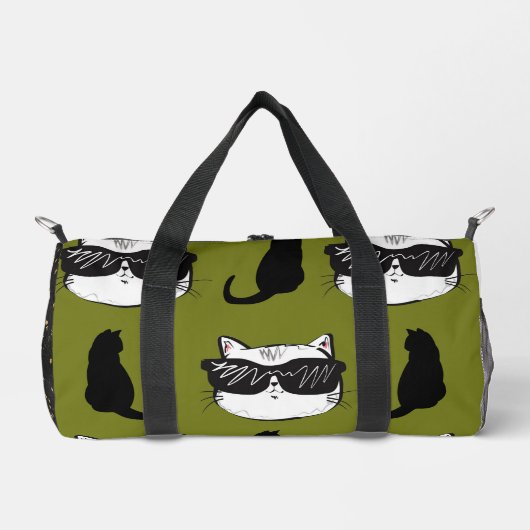 ソフトグリーンクールキャッツプリントカットソーバッグ ダッフルバッグ (正面)