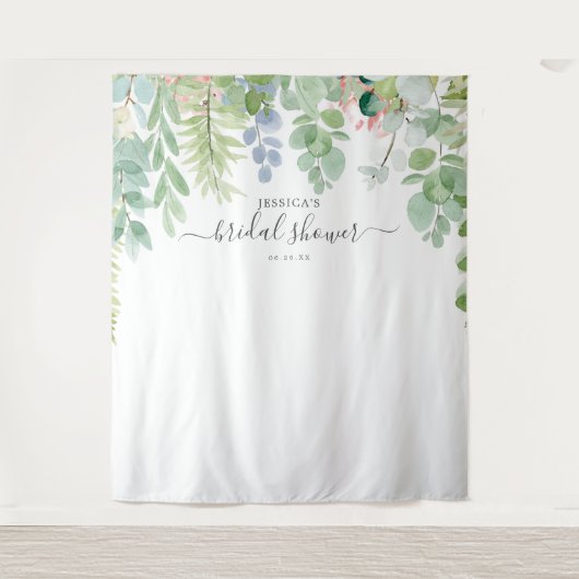 ソフトグリーンシャワー ブライダルシャワー 背景 フォトブース タペストリー (正面)
