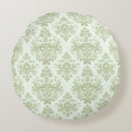 ソフトグリーンスクロールデザイン ラウンドクッション