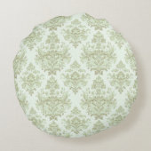 ソフトグリーンスクロールデザイン ラウンドクッション (裏面)