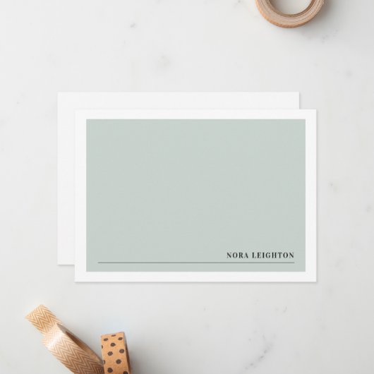 ソフトグリーンスタイリッシュミニマリストカード ノートカード (正面/裏面インサイチュ)