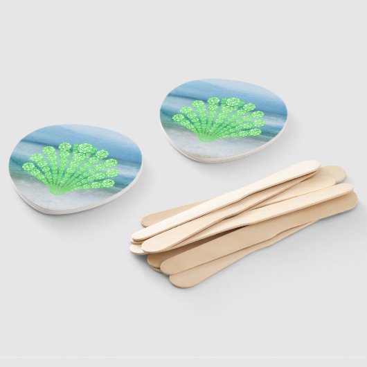 ソフトグリーンダイヤモンドシーシェル抽象芸術海 ハンドファン (組立なし)