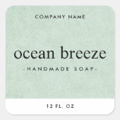 ソフトグリーンテクスチャ正方形の製品ラベル スクエアシール (正面)