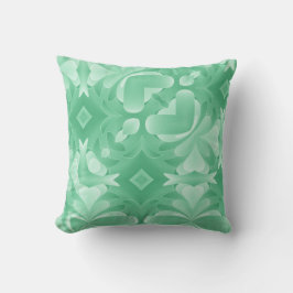 ソフトグリーンハートとダイヤモンド クッション