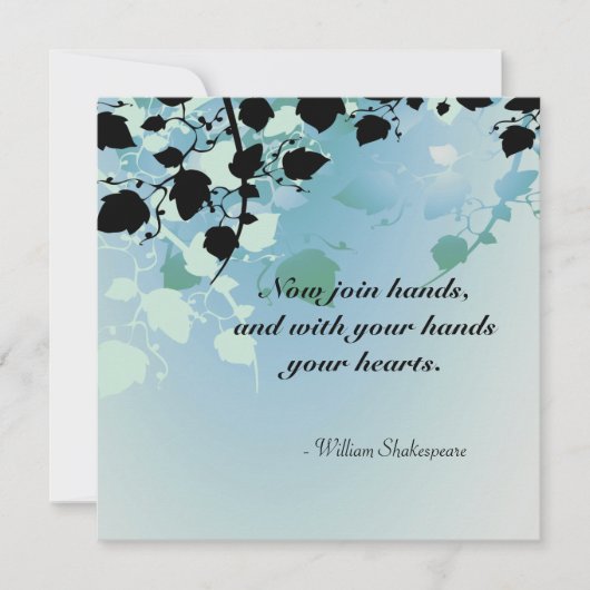 ソフトグリーンパステル葉ツリー結婚ズ 招待状 (正面)