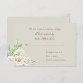 ソフトグリーンフローラルRSVPカード 出欠カード (正面/裏面)