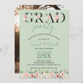 ソフトグリーンフローラ卒業パーティー 招待状 (正面/裏面)
