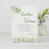 ソフトグリーンフローラ結婚式招待状 招待状 (スタンド正面)