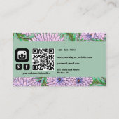 ソフトグリーンフローリスト上の大きな紫色のピンクの花 名刺 (裏面)