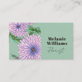 ソフトグリーンフローリスト上の大きな紫色のピンクの花 名刺 (正面)