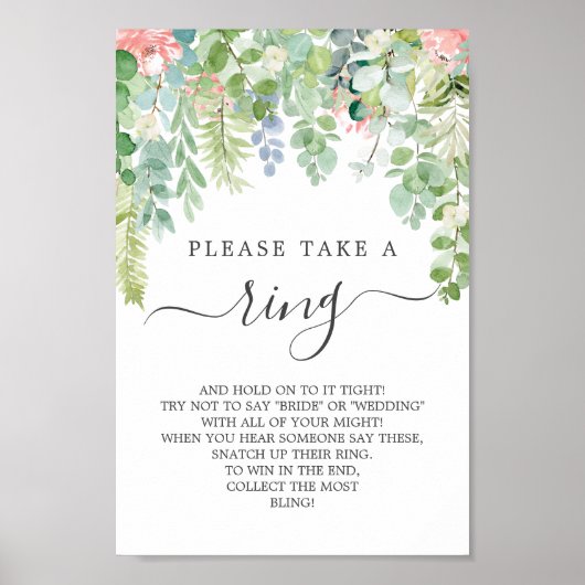 ソフトグリーンブライダルシャワーリングや輪ゲーム ポスター (正面)