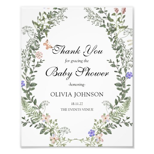 ソフトグリーンボホ男女兼用ベイビーシャワーポスター フォトプリント (正面)