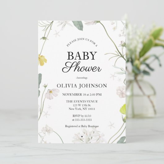 ソフトグリーンボー男女兼用ホフローラベビーシャワー 招待状 (スタンド正面)