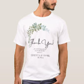 ソフトグリーンユーカリ水彩ラスティックウェディング Tシャツ (正面)