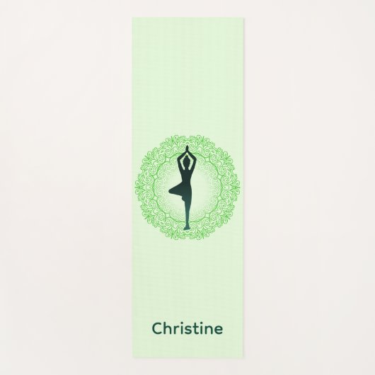 ソフトグリーンヨガポーズ名前をカスタムする ヨガマット (正面)