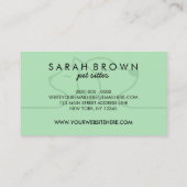 ソフトグリーンリニアロゴドッグキャットペット 名刺 (裏面)