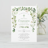 ソフトグリーンリーフファーストコミュニオン招待状 招待状 (スタンド正面)