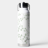 ソフトグリーンリーフフローラモダンの名前の追加 ウォーターボトル (正面)