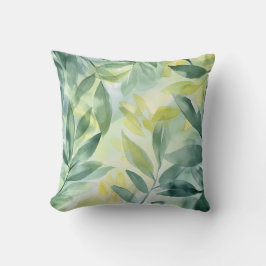 ソフトグリーンリーフ水彩枕 クッション