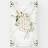 ソフトグリーンリー金ゴールドカボチャ秋ベビーシャワーパーティー 横断幕 (縦)