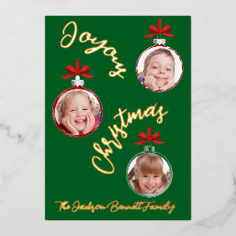 ソフトグリーンレッド&金ゴールド数々の – フォトクリスマス 箔シーズンカード