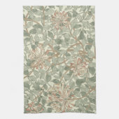 ソフトグリーンヴィンテージウィリアムモリスハニーサックル キッチンタオル (縦)