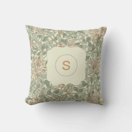 ソフトグリーンヴィンテージウィリアムモリスハニーサックル クッション