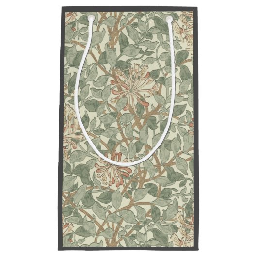 ソフトグリーンヴィンテージウィリアムモリスハニーサックル スモールペーパーバッグ (正面)