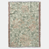 ソフトグリーンヴィンテージウィリアムモリスハニーサックル スローブランケット (正面縦)