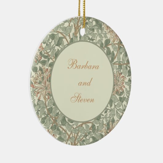 ソフトグリーンヴィンテージウィリアムモリスハニーサックル セラミックオーナメント (右)