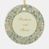 ソフトグリーンヴィンテージウィリアムモリスハニーサックル セラミックオーナメント (正面)