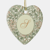 ソフトグリーンヴィンテージウィリアムモリスハニーサックル セラミックオーナメント (右)